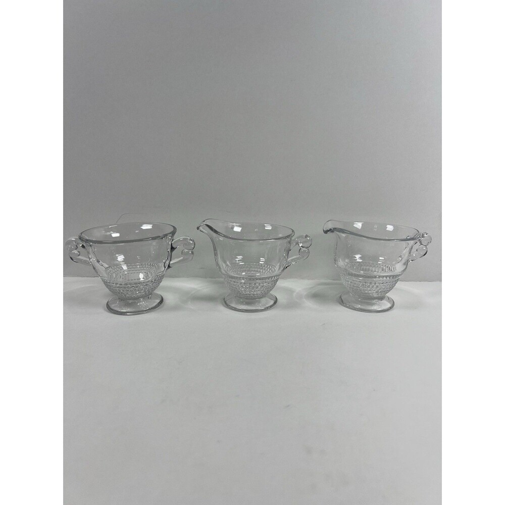 Duncan Miller Vintage Teardrop Cream/Sugar Set w/1xtra Creamer Mid Century Chic